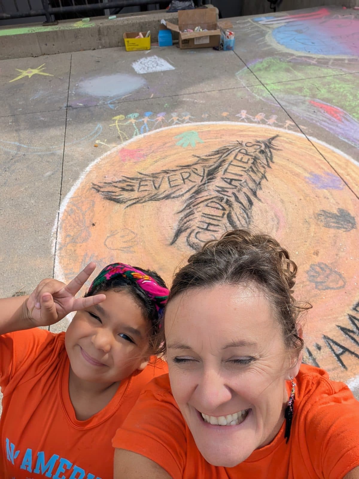 One of my talented collaborators for this chalk art drawing outside N'Amerind